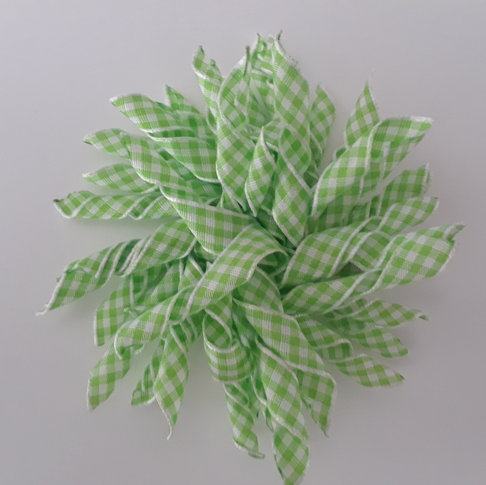 Green and white korker hair bow